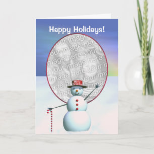 Merry Christmas Snowman (photo frame) Holiday Card