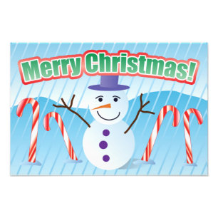 MERRY CHRISTMAS SNOWMAN  PHOTO PRINT
