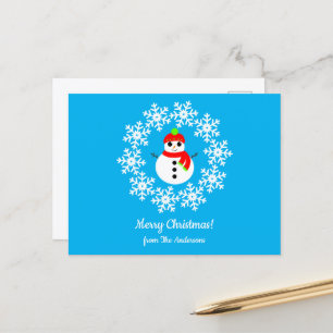 Merry Christmas Snowman Postcard