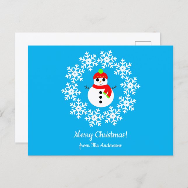 Merry Christmas Snowman Postcard (Front/Back)