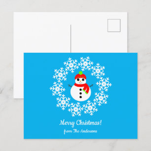 Merry Christmas Snowman Postcard