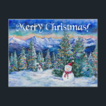 Merry Christmas Snowman - Postcard<br><div class="desc">I love creating artwork digitally using Procreate on my iPad, and my Wacom sketch tablet on my Windows desktop. I am also an amateur photographer, who enjoyes digitally stylising my photographs, as well as a Gyotaku artist. Recently I have added watercolor artworks, like this one, to my Zazzle shop using...</div>