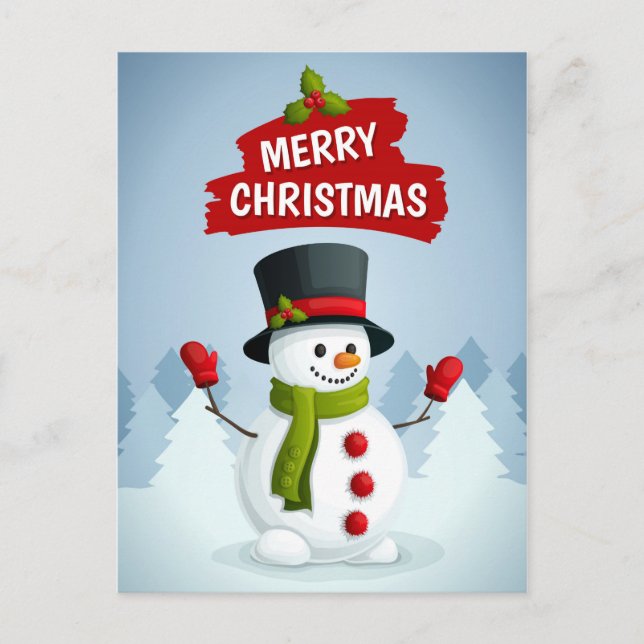Merry Christmas Snowman Postcard (Front)
