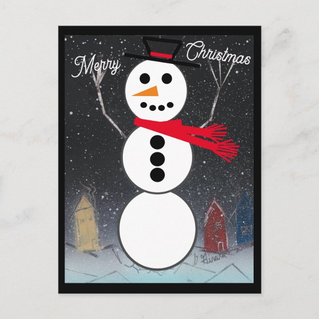 Merry Christmas Snowman Postcard (Front)
