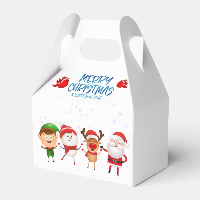 Merry Christmas Snowman Santa Claus Rudolph Elf Favour Box (Back Side)