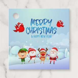 Merry Christmas Snowman Santa Claus Rudolph Elf Favour Tags