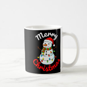 Merry Christmas Snowman Santa Hat Holiday Kids Men Coffee Mug