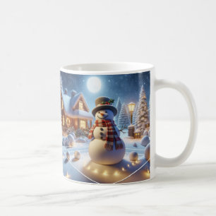 Merry Christmas Snowman Snowclad Tree Xmas Village Coffee Mug