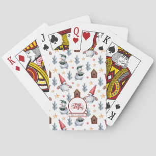 Merry Christmas Snowman Snowflakes Monogram Playing Cards
