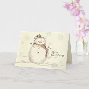 Merry Christmas Snowman Snowflakes Winter Card