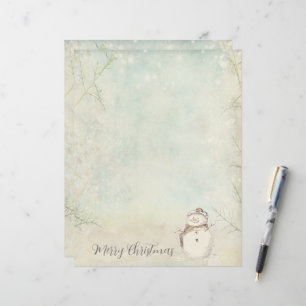 Merry Christmas Snowman Snowflakes Winter Custom Letterhead