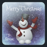 Merry Christmas Snowman Square Sticker<br><div class="desc">Merry Christmas Snowman
 Make custom stickers for any occasion! Browse our selection of awesome designs or upload your own. The perfect choice for any message or design,  rectangle stickers are great for brand promotion,  scrapbooking,  and displaying your favourite artwork and photographs.</div>