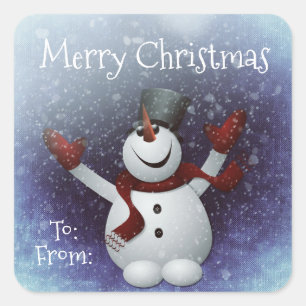 Merry Christmas Snowman Square Sticker