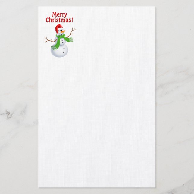 Merry Christmas Snowman Stationery (Front)