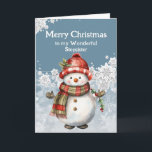 Merry Christmas Snowman Stepsister Card<br><div class="desc">A snowman's smile,  so warm and bright, 
Just like our friendship,  pure delight.
C
Merry Christmas,  my dear Stepsister
May our laughter never end.</div>