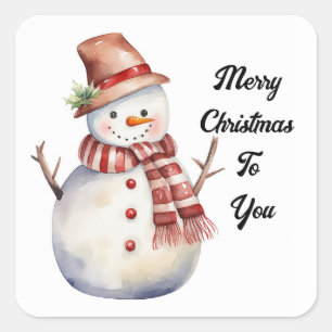 Merry Christmas Snowman Sticker