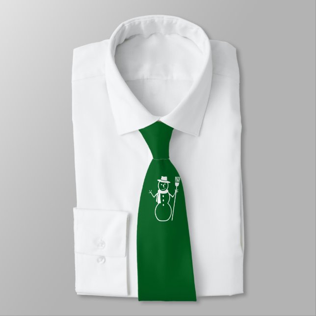 MERRY CHRISTMAS SNOWMAN  TIE (Tied)