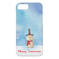 Merry Christmas Snowman Waving And Smiling