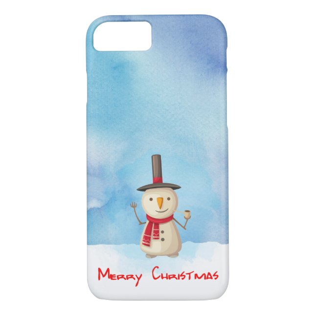 Merry Christmas Snowman Waving And Smiling Case-Mate iPhone Case (Back)