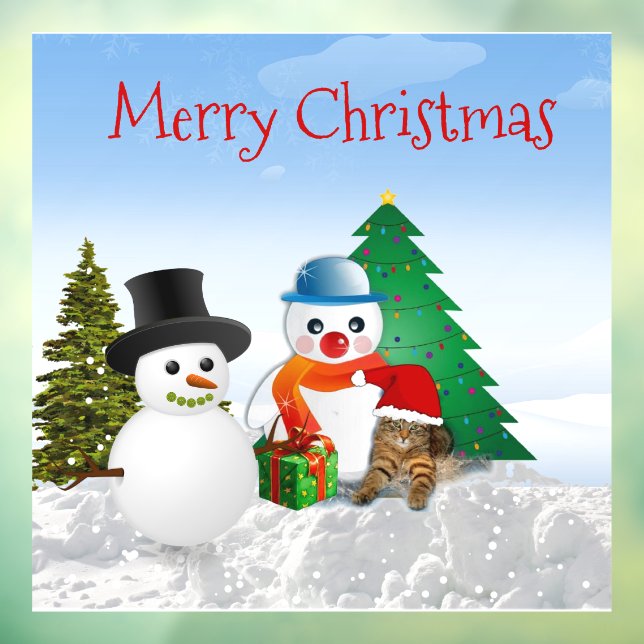 Merry Christmas Snowman  Window Cling (Sheet 3)
