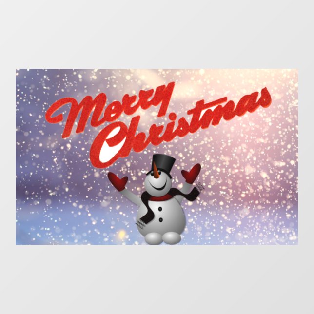 Merry Christmas Snowman Window Cling (Sheet)