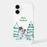 Merry Christmas! Snowman with Cat and Puppy<br><div class="desc">Merry Christmas! Snowman with Cat and Puppy - little Dog ~~~ coloured pencil drawing by Krisi ArtKSZP ~~~ Store Category >>> Merry Christmas for Kids >>> Snowman with Cat and Puppy</div>