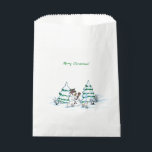 Merry Christmas! Snowman with Cat and Puppy Favour Bags<br><div class="desc">Merry Christmas! Snowman with Cat and Puppy - little Dog ~~~ coloured pencil drawing by Krisi ArtKSZP ~~~ Store Category >>> Merry Christmas for Kids >>> Snowman with Cat and Puppy</div>