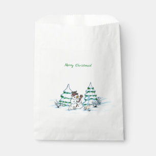 Merry Christmas! Snowman with Cat and Puppy Favour Bags