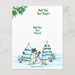 Merry Christmas! Snowman with Cat and Puppy Flyer