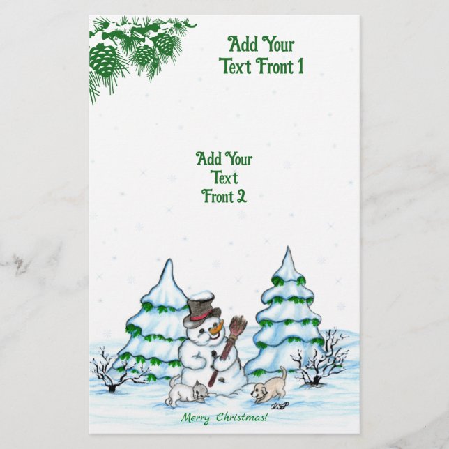 Merry Christmas! Snowman with Cat and Puppy Flyer (Front)