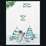 Merry Christmas! Snowman with Cat and Puppy Flyer<br><div class="desc">Merry Christmas! Snowman with Cat and Puppy - little Dog ~~~ coloured pencil drawing by Krisi ArtKSZP ~~~ Store Category >>> Merry Christmas for Kids >>> Snowman with Cat and Puppy</div>