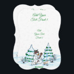 Merry Christmas! Snowman with Cat and Puppy Invitation<br><div class="desc">Merry Christmas! Snowman with Cat and Puppy - little Dog ~~~ coloured pencil drawing by Krisi ArtKSZP ~~~ Store Category >>> Merry Christmas for Kids >>> Snowman with Cat and Puppy</div>