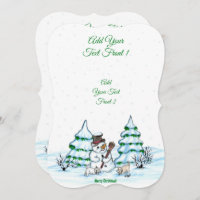 Merry Christmas! Snowman with Cat and Puppy