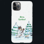 Merry Christmas! Snowman with Cat and Puppy iPhone 11Pro Max Case<br><div class="desc">Merry Christmas! Snowman with Cat and Puppy - little Dog ~~~ colored pencil drawing by Krisi ArtKSZP ~~~ Store Category >>> Merry Christmas for Kids >>> Snowman with Cat and Puppy</div>