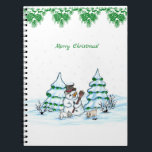 Merry Christmas! Snowman with Cat and Puppy Notebook<br><div class="desc">Merry Christmas! Snowman with Cat and Puppy - little Dog ~~~ coloured pencil drawing by Krisi ArtKSZP ~~~ Store Category >>> Merry Christmas for Kids >>> Snowman with Cat and Puppy</div>