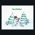 Merry Christmas! Snowman with Cat and Puppy Photo Print<br><div class="desc">Merry Christmas! Snowman with Cat and Puppy - little Dog ~~~ coloured pencil drawing by Krisi ArtKSZP ~~~ Store Category >>> Merry Christmas for Kids >>> Snowman with Cat and Puppy</div>