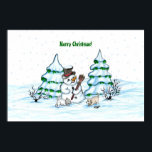 Merry Christmas! Snowman with Cat and Puppy Poster<br><div class="desc">Merry Christmas! Snowman with Cat and Puppy - little Dog ~~~ coloured pencil drawing by Krisi ArtKSZP ~~~ Store Category >>> Merry Christmas for Kids >>> Snowman with Cat and Puppy</div>