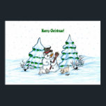 Merry Christmas! Snowman with Cat and Puppy Poster<br><div class="desc">Merry Christmas! Snowman with Cat and Puppy - little Dog ~~~ coloured pencil drawing by Krisi ArtKSZP ~~~ Store Category >>> Merry Christmas for Kids >>> Snowman with Cat and Puppy</div>