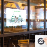 Merry Christmas! Snowman with Cat and Puppy Window Cling<br><div class="desc">Merry Christmas! Snowman with Cat and Puppy - little Dog ~~~ coloured pencil drawing by Krisi ArtKSZP ~~~ Store Category >>> Merry Christmas for Kids >>> Snowman with Cat and Puppy</div>