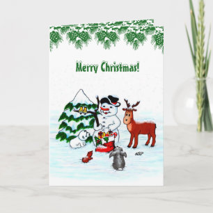 Merry Christmas! Snowman with Friends Card