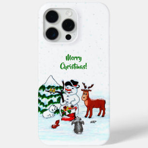 Merry Christmas! Snowman with Friends iPhone 15 Pro Max Case