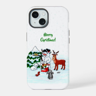 Merry Christmas! Snowman with Friends iPhone 15 Case