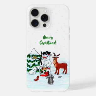 Merry Christmas! Snowman with Friends iPhone 15 Pro Max Case