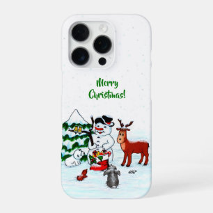 Merry Christmas! Snowman with Friends iPhone 16 Pro Case