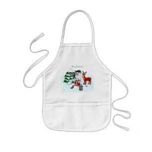 Merry Christmas! Snowman with Friends Kids Apron