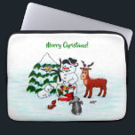 Merry Christmas! Snowman with Friends Laptop Sleeve<br><div class="desc">Merry Christmas! Snowman with Friends - Baby Polar Bear,  Birds,  Moose,  Rabbit,    ~~~ coloured pencil drawing by Krisi ArtKSZP ~~~ Store Category >>> Merry Christmas for Kids >>> Snowman with Friends</div>