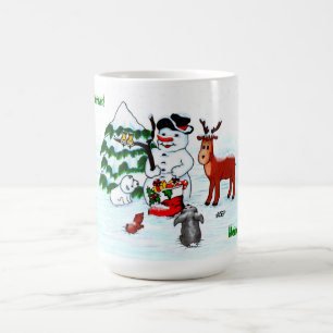 Merry Christmas! Snowman with Friends Magic Mug