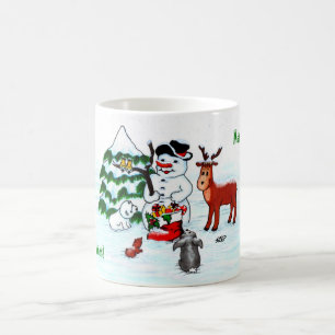 Merry Christmas! Snowman with Friends Magic Mug