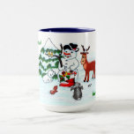 Merry Christmas! Snowman with Friends Mug<br><div class="desc">Merry Christmas! Snowman with Friends - Baby Polar Bear,  Birds,  Moose,  Rabbit,    ~~~ coloured pencil drawing by Krisi ArtKSZP ~~~ Store Category >>> Merry Christmas for Kids >>> Snowman with Friends</div>