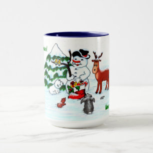 Merry Christmas! Snowman with Friends Mug
